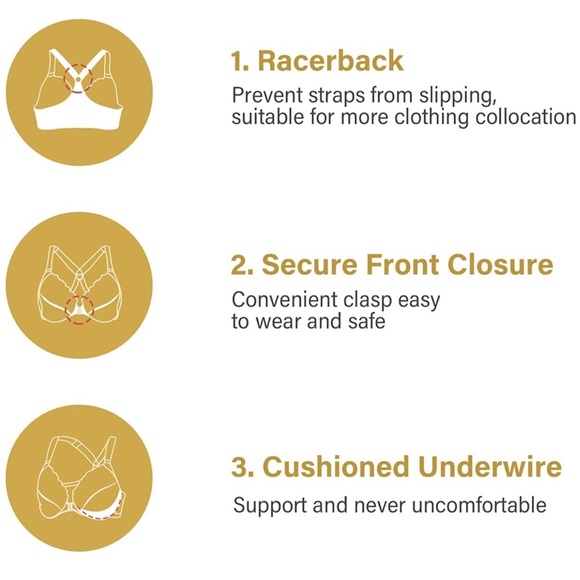 🆕 Women's Front Closure Plus Size Full Coverage Lace Underwire Racerback Bra - Picture 3 of 3